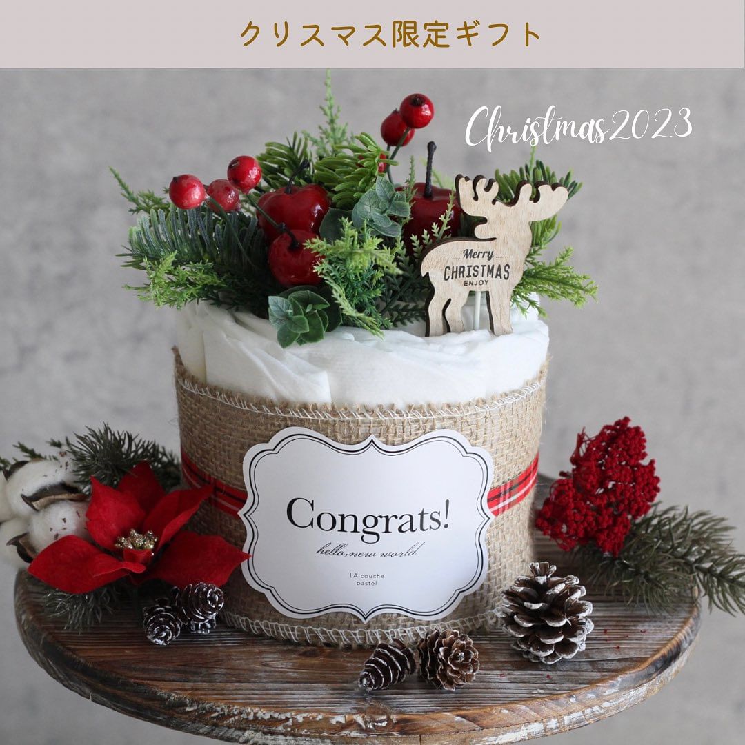 クリスマス限定オーガニックダイパーケーキ(おむつケーキ)