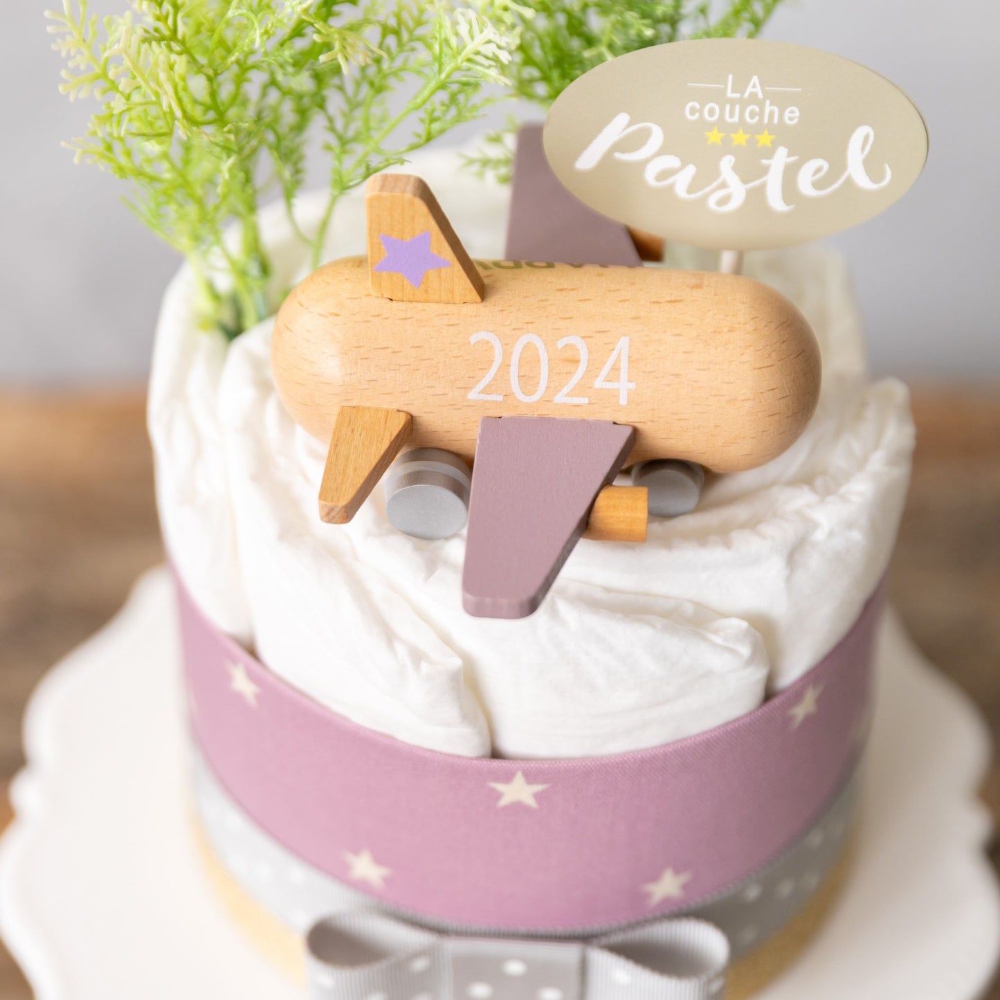 2024ロゴ入り「kiko+」のmini jet付オーガニックダイパーケーキ（おむつケーキ）1段/全2色