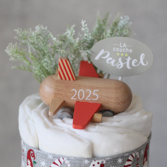 クリスマス限定/2025年ロゴ入りminijet付2段ダイパーケーキ(おむつケーキ)