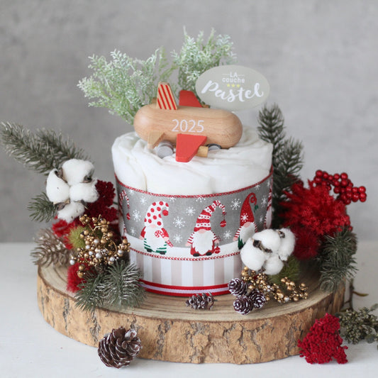 クリスマス限定/2025年ロゴ入りminijet1段ダイパーケーキ(おむつケーキ)