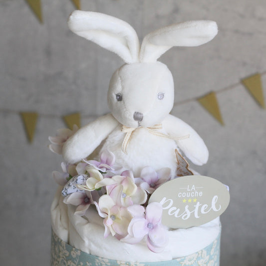 フランス「Kaloo」ラトル付きオーガニックダイパーケーキ(おむつケーキ)