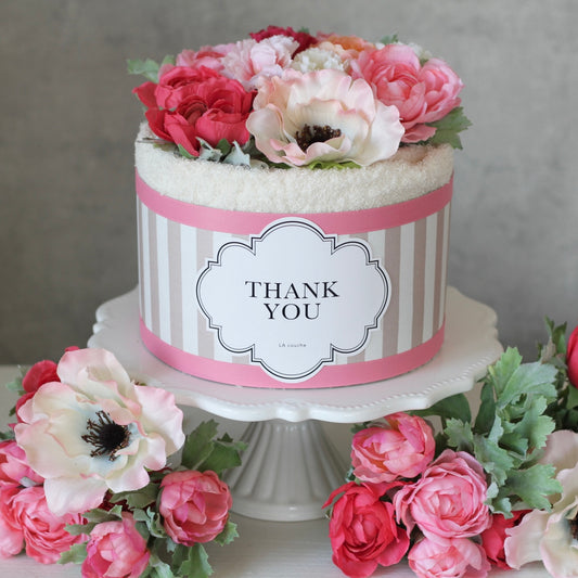 「オーガニックタオルのフラワーケーキ」(文字選択可能)タオルギフト