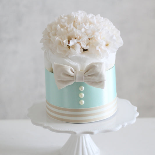 「Amulette」クラウンorボウタイ付き オーガニックダイパーケーキ(おむつケーキ)1段/全2色