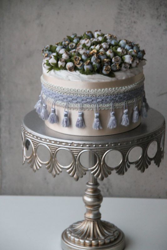 フラワーオーガニックダイパーケーキ おむつケーキ「maria」(1段/ブルー)の写真