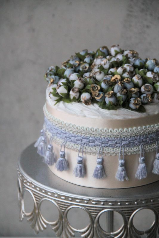 「maria」フラワーオーガニックダイパーケーキ(おむつケーキ)ブルー