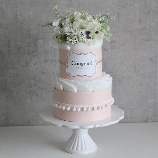 ダイパーケーキ(おむつケーキ)「Fresh Bouqet 写真 ベビーピンク