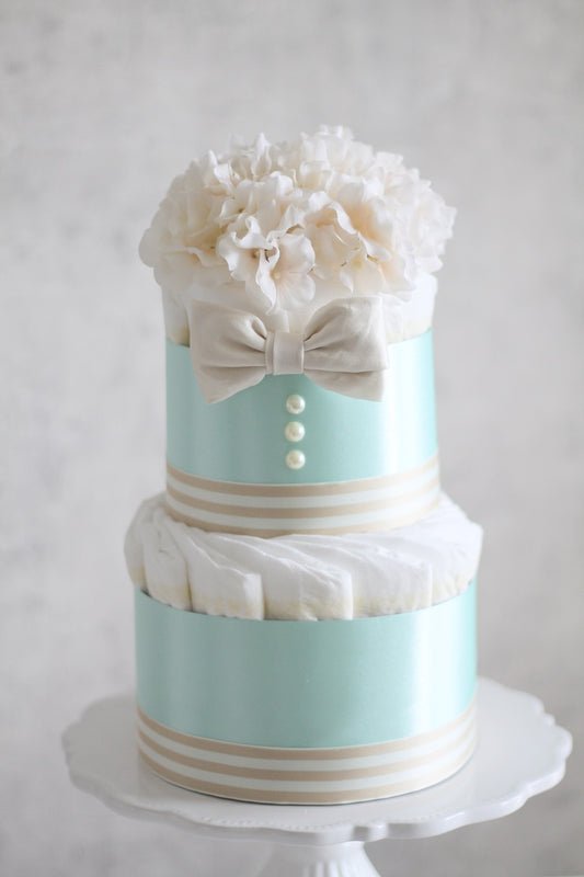 「Amulette Bow tie」ボウタイ付オーガニックダイパーケーキ(おむつケーキ)