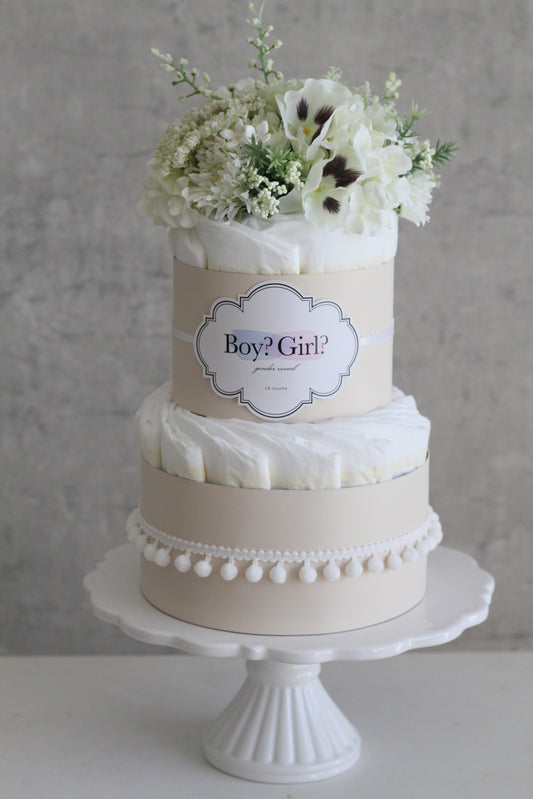 ジェンダーリビールーケーキ(ダイパーケーキ・おむつケーキ)・性別発表ケーキ