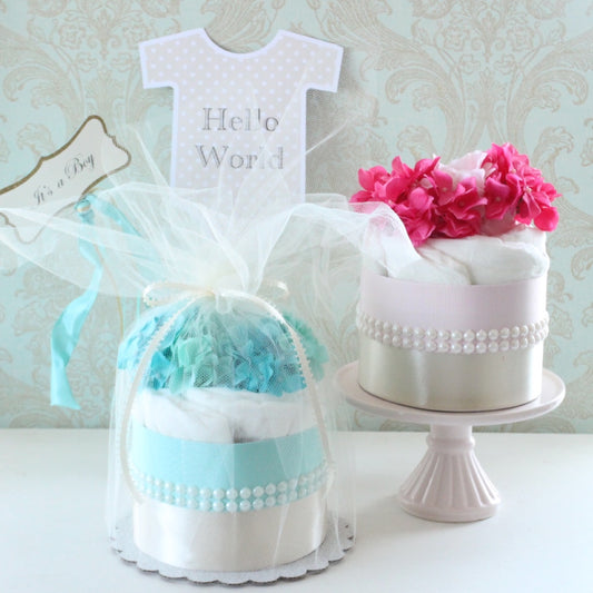 フラワーオーガニックダイパーケーキ おむつケーキ「Little Grace」(1段/全2色)の写真