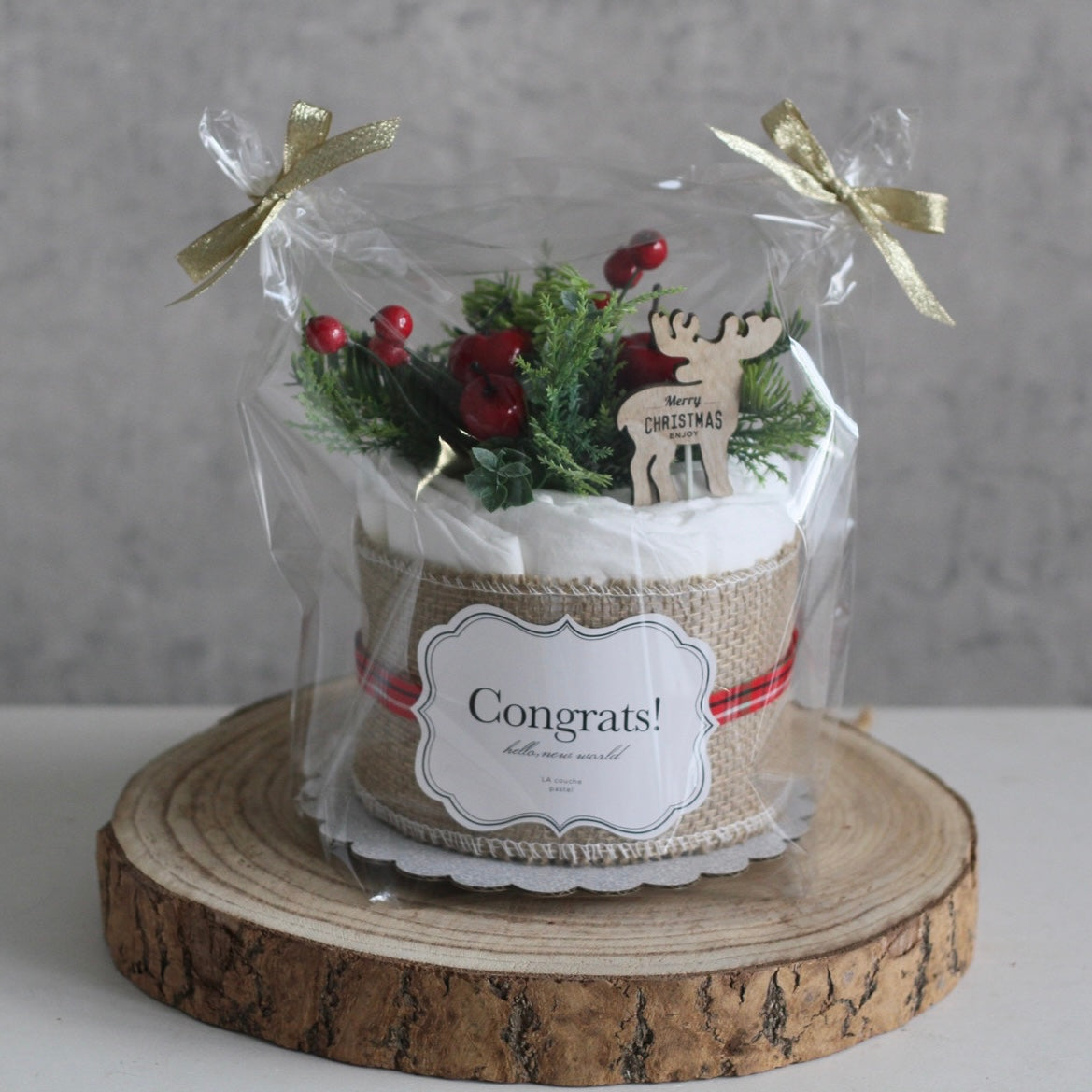 クリスマス限定オーガニックダイパーケーキ（おむつケーキ）